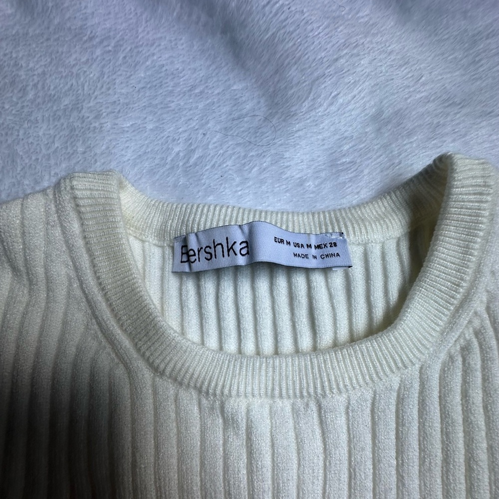 Bershka Cream Ribbed Sweater